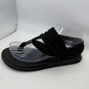 Sanuk Yoga Sling 2 Sandals Flip Flops Black Comfort Casual Womens Size 6